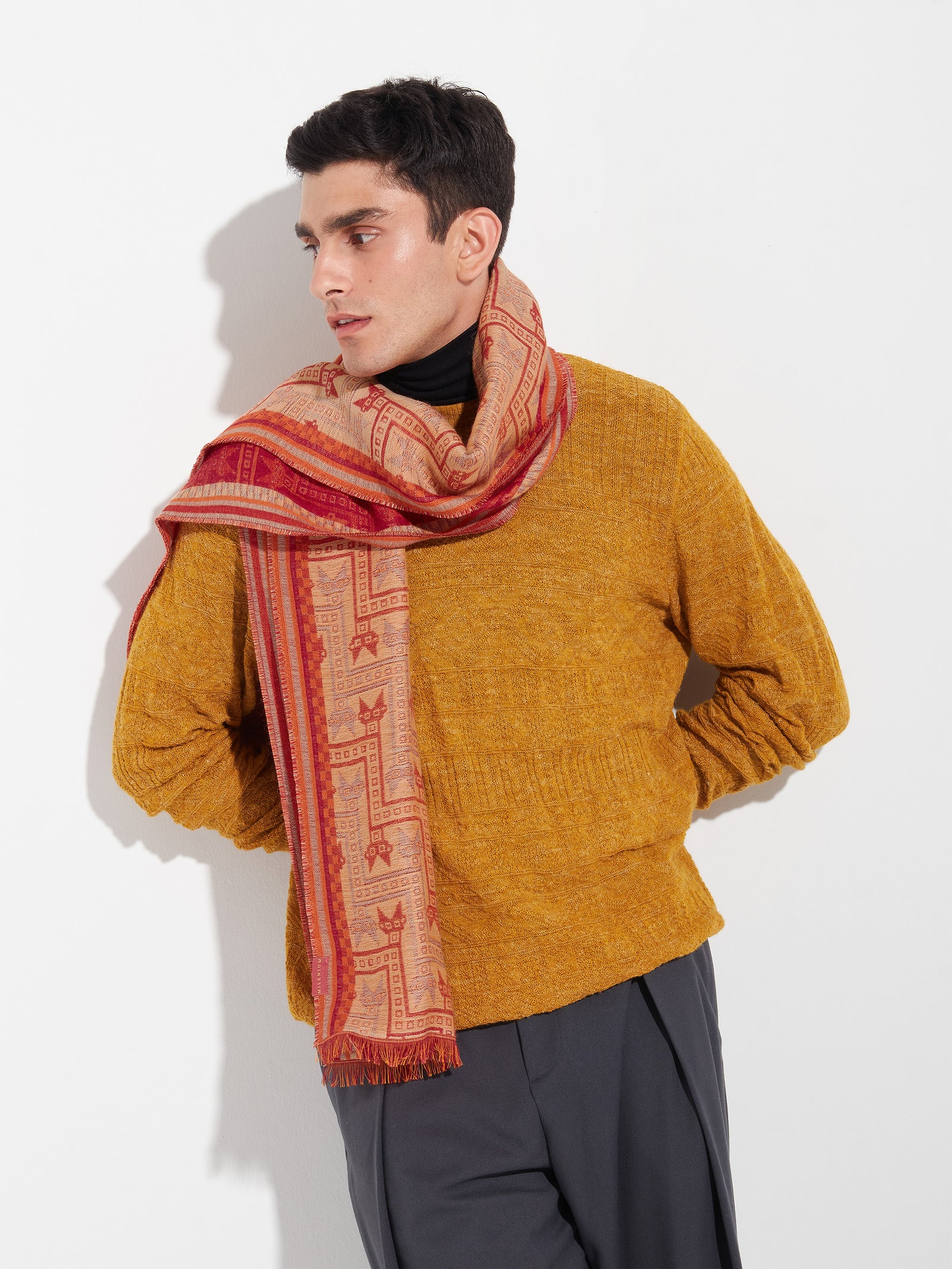 Bufanda Chancay - 39 De Baby Alpaca Color Rojo