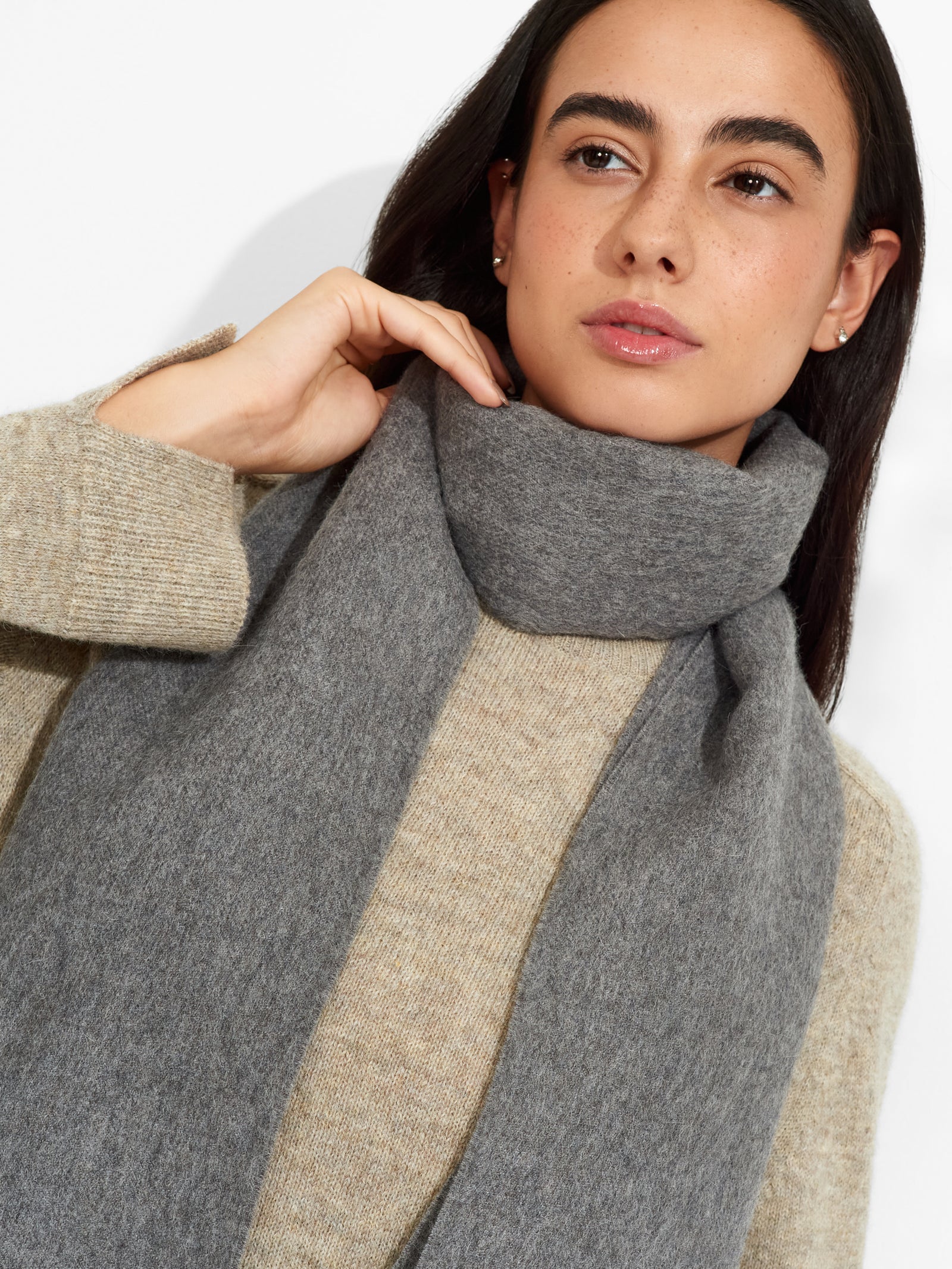 Adrian Baby Alpaca Scarf in Grey