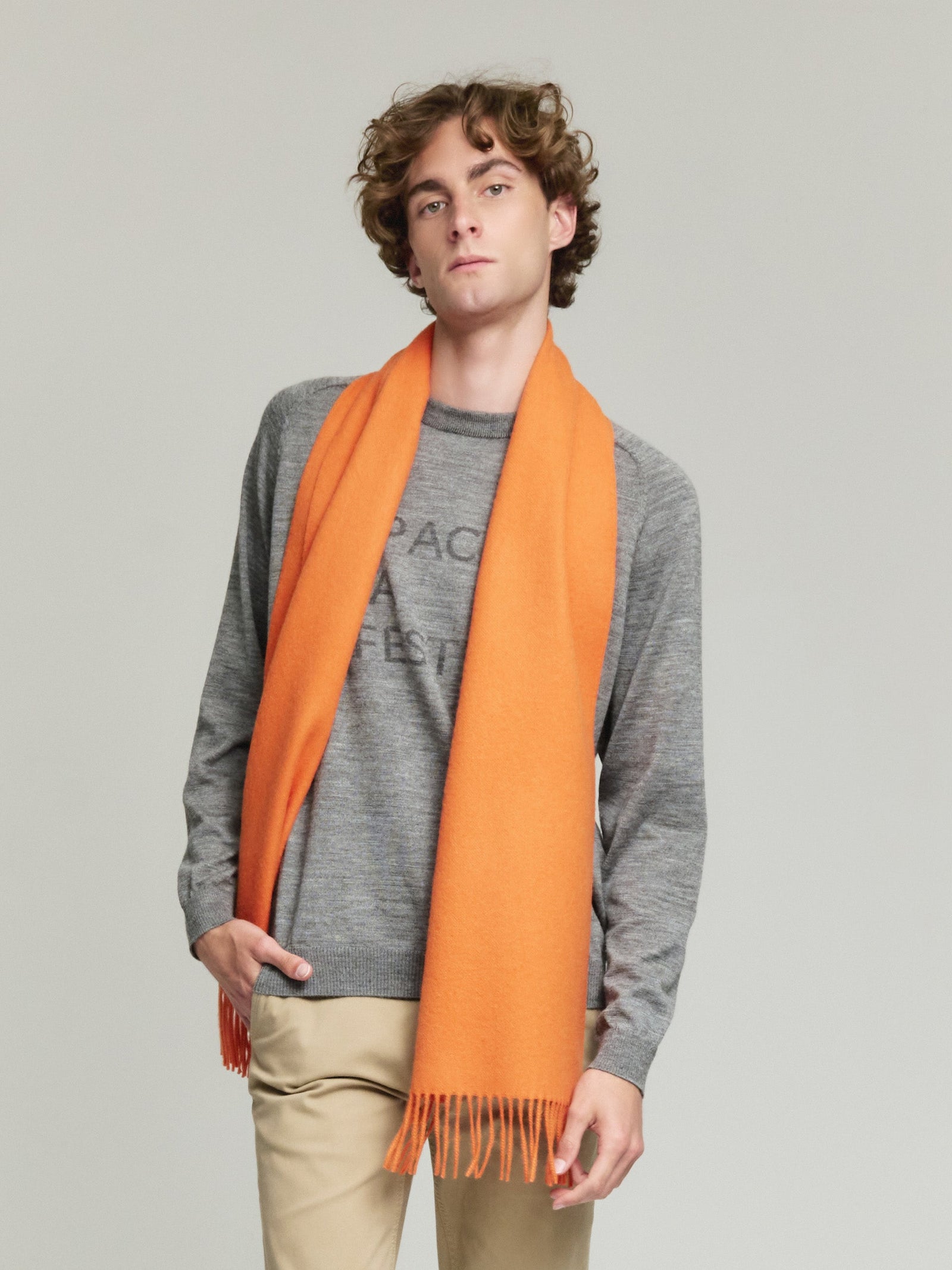 Adrian De Baby Alpaca Orange Scarf