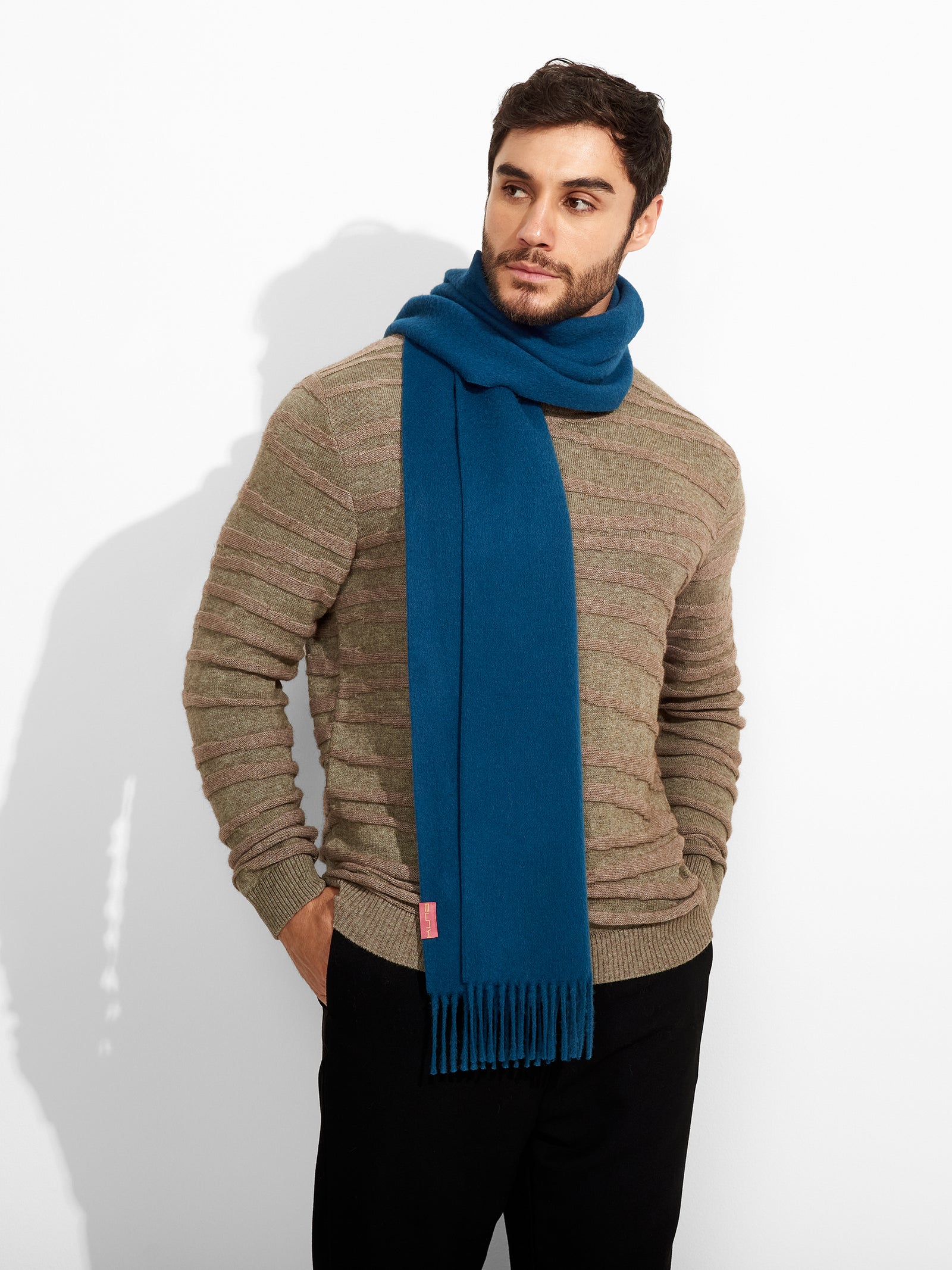 Bufanda Adrian De Baby Alpaca Color Azul