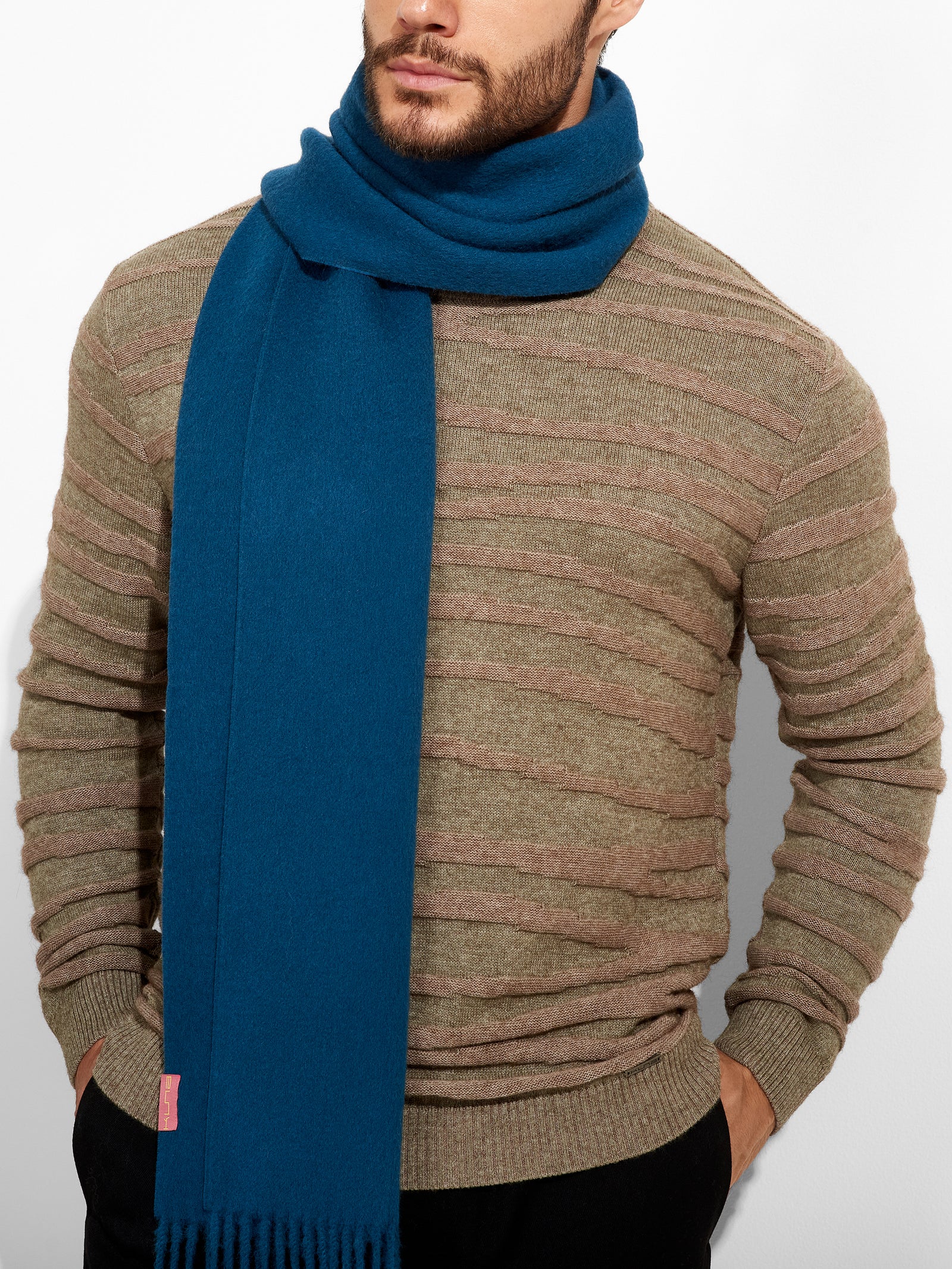 Bufanda Adrian De Baby Alpaca Color Azul