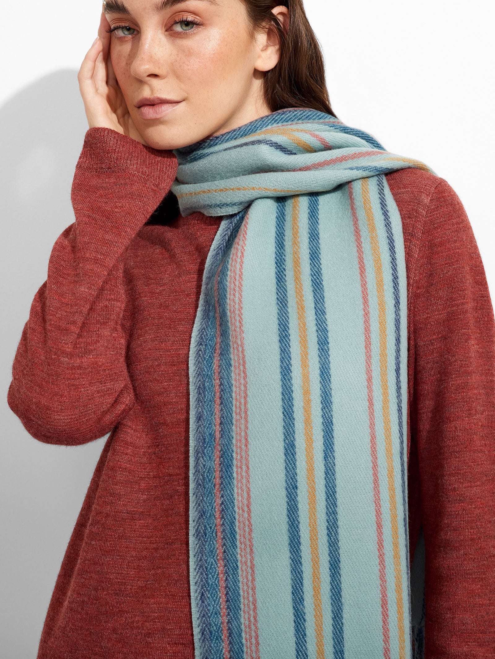 Bufanda Zareno De Baby Alpaca Color Celeste