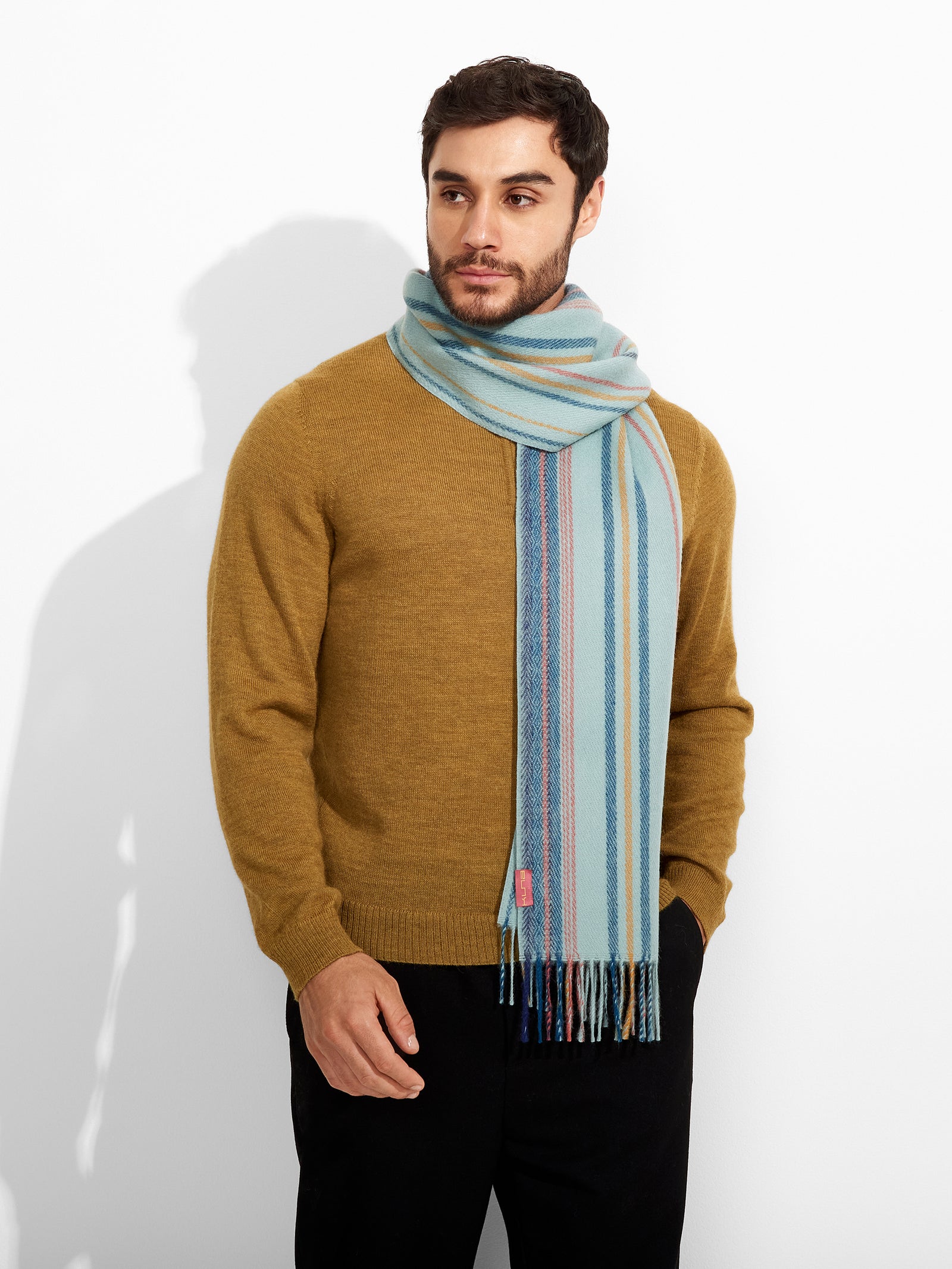 Bufanda Zareno De Baby Alpaca Color Celeste