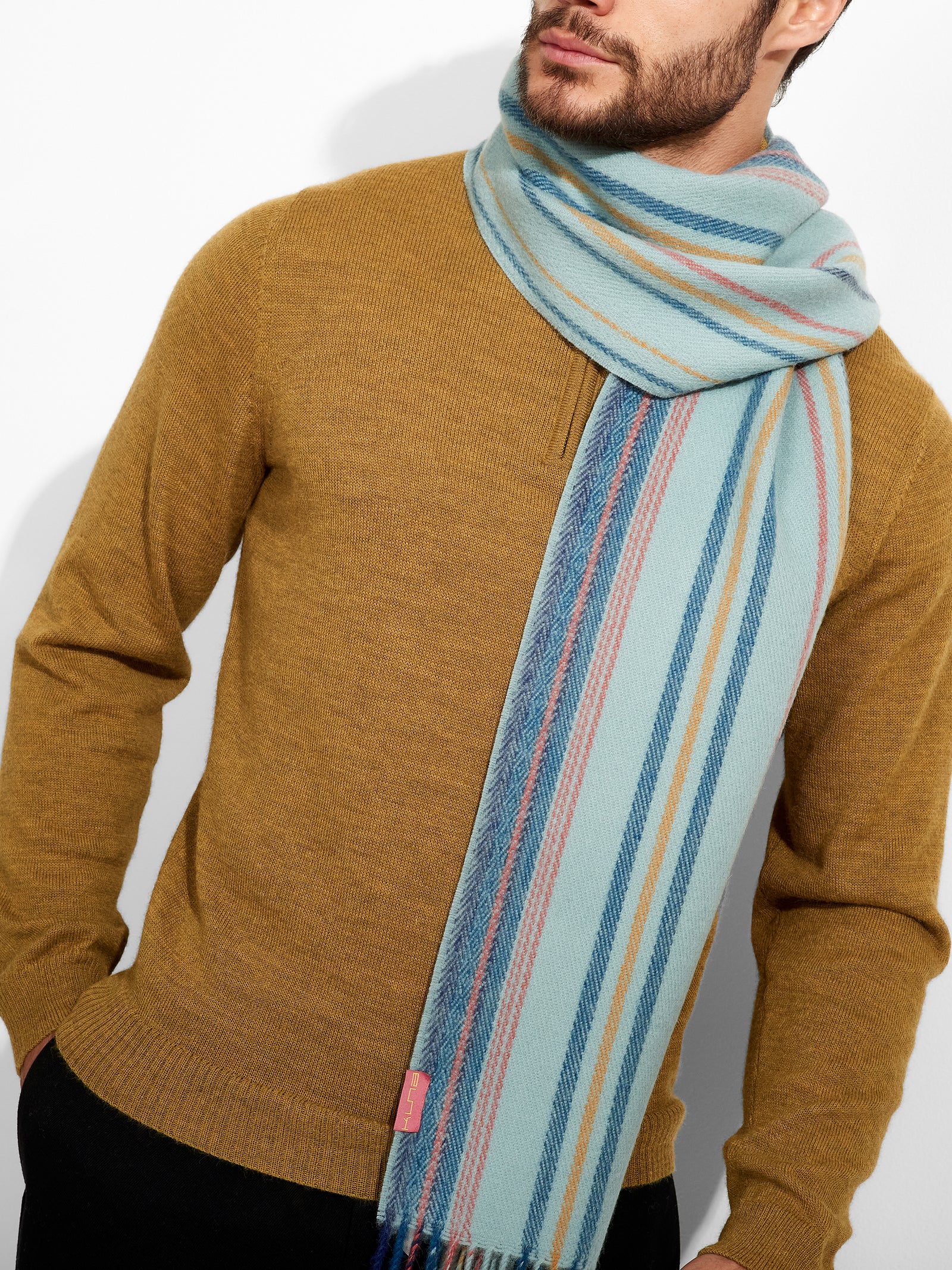 Bufanda Zareno De Baby Alpaca Color Celeste