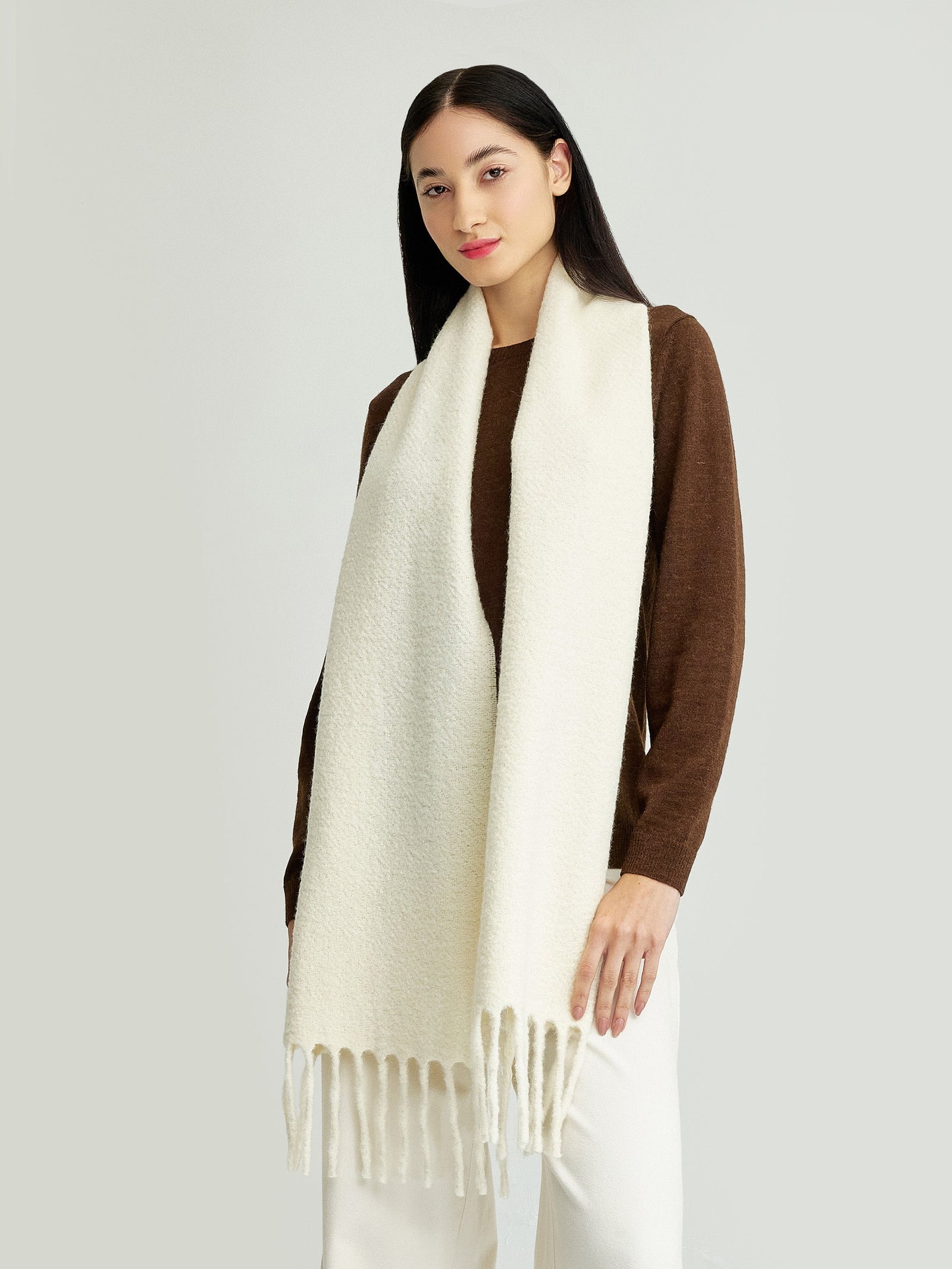 Bufanda Yamileth De Baby Alpaca & Lana Color Ecru