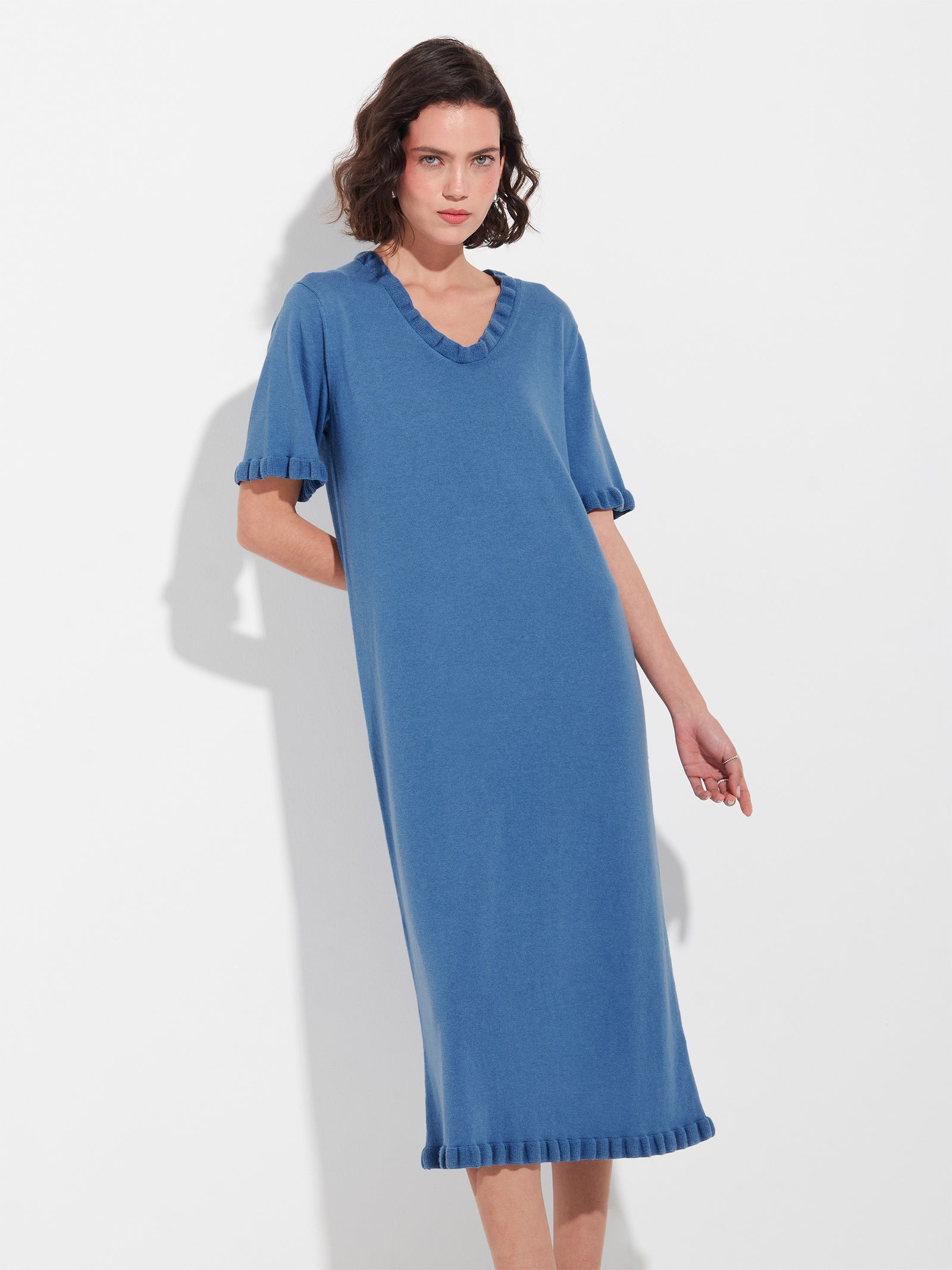 Zabrina Blue Cotton Dress