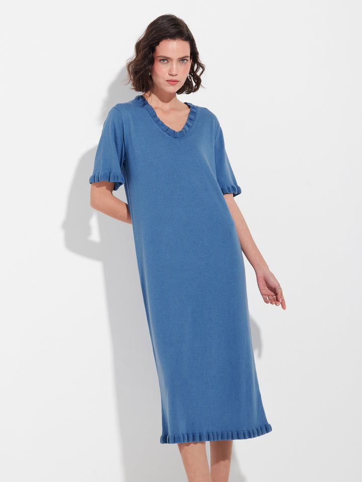 Zabrina Blue Cotton Dress