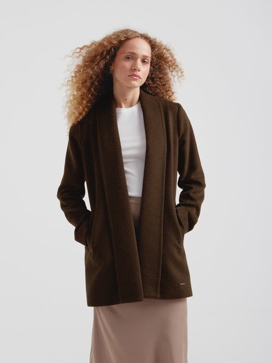 Abrigo Short Swing De Baby Alpaca Color Marrón
