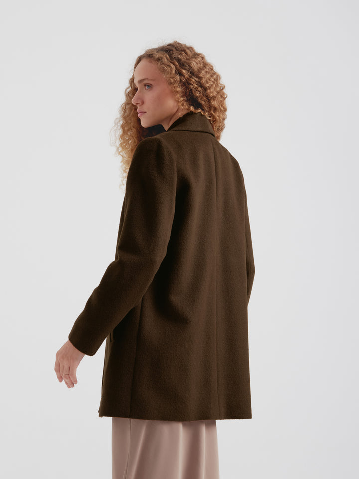 Baby Alpaca Brown Short Swing Coat