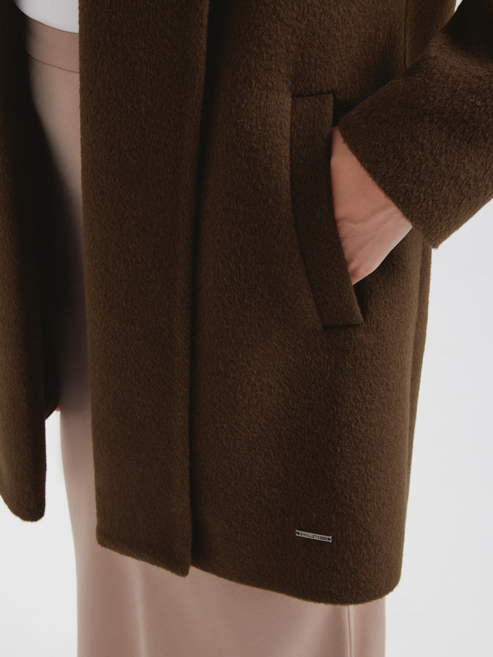 Baby Alpaca Brown Short Swing Coat