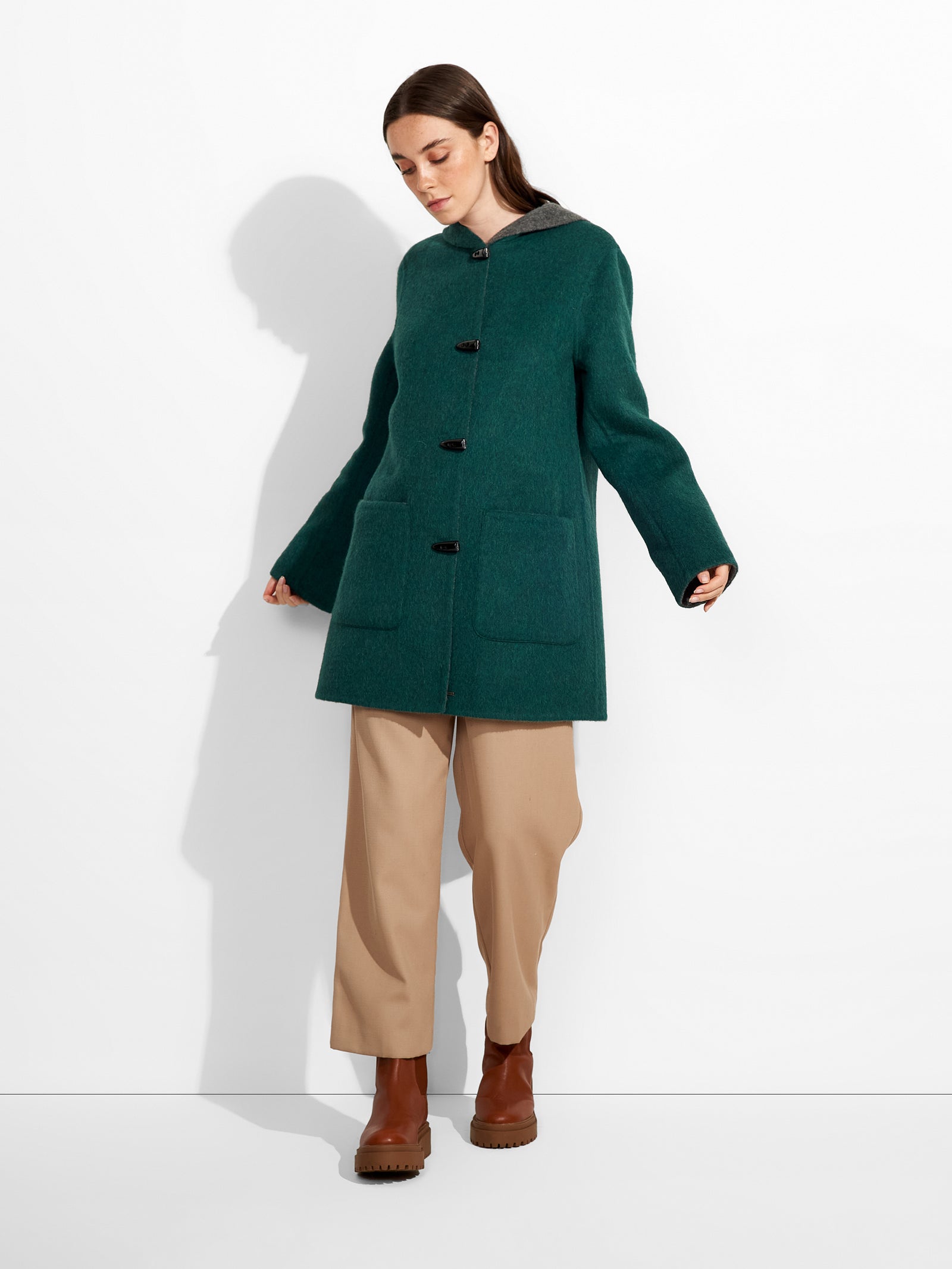 Abrigo Alaia De Baby Alpaca Color Verde