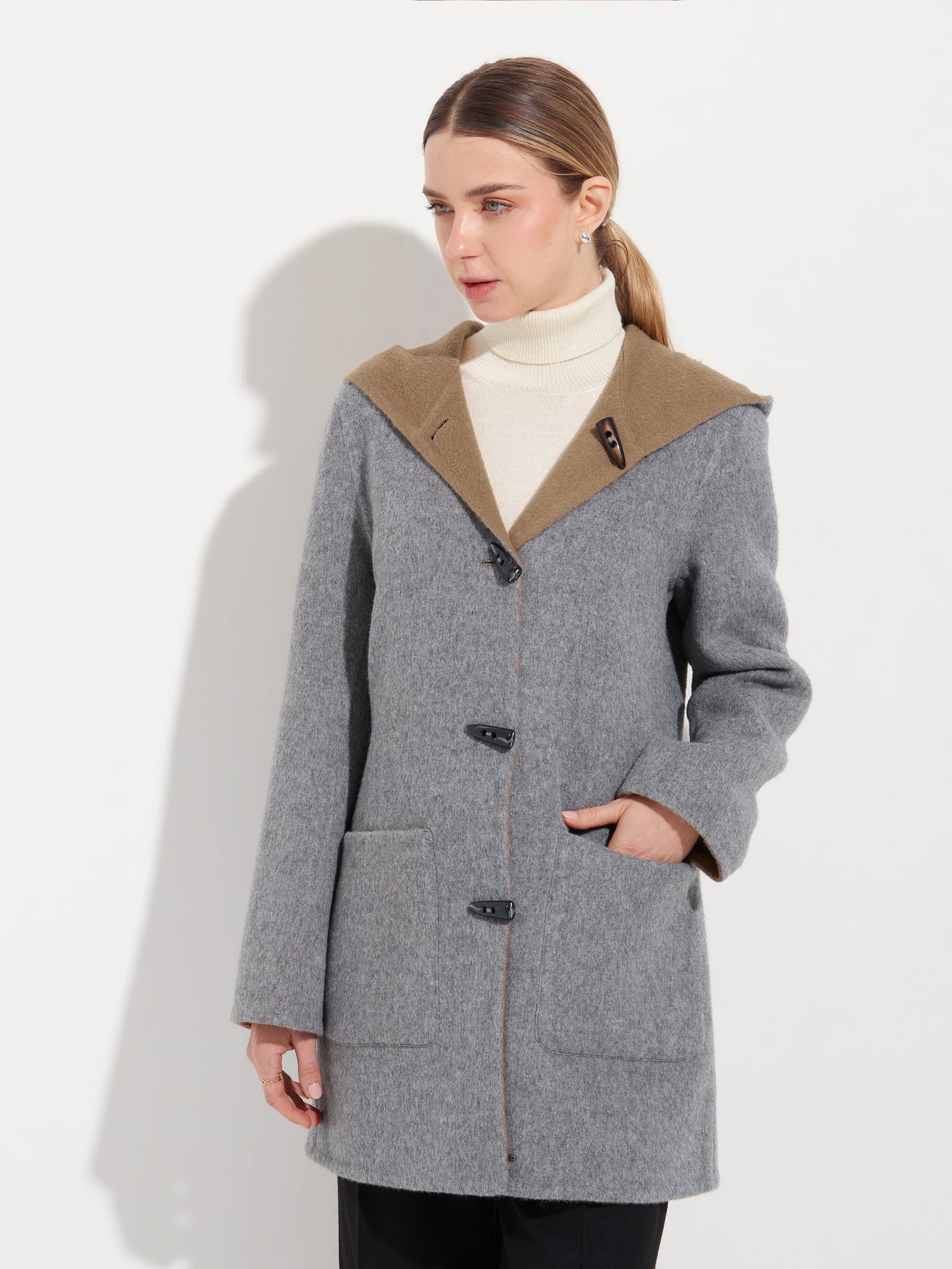 Abrigo Alaia De Baby Alpaca Color Gris