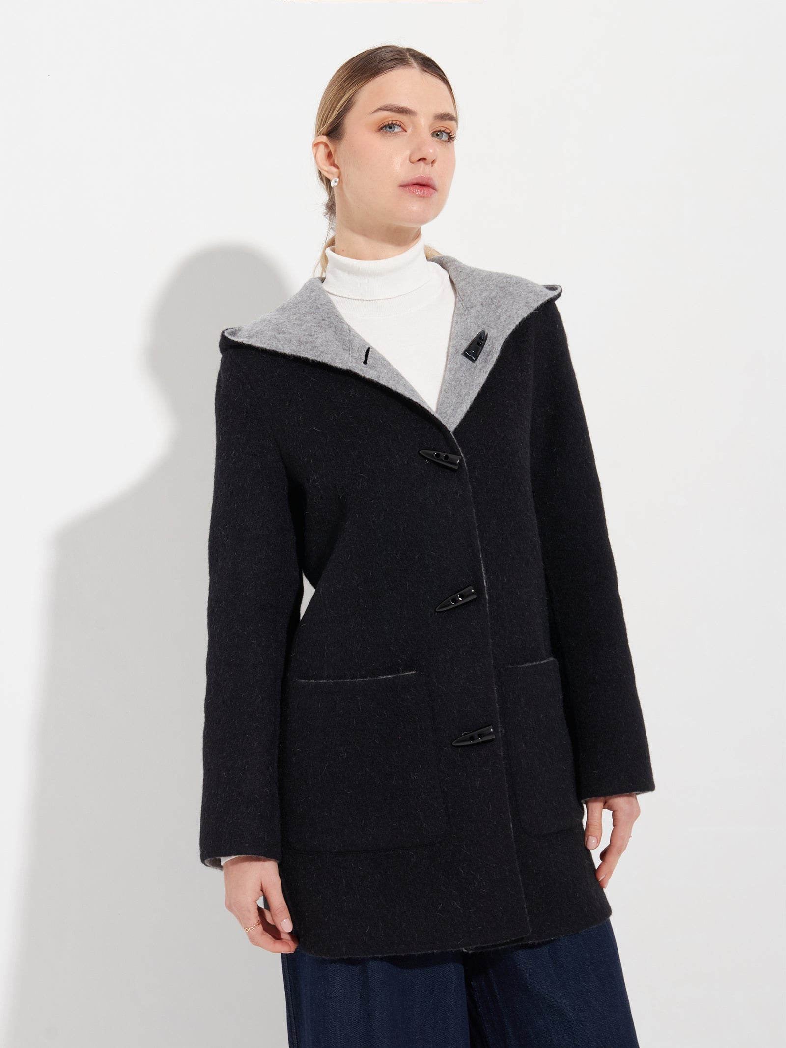 Alaia Baby Alpaca Coat in Black
