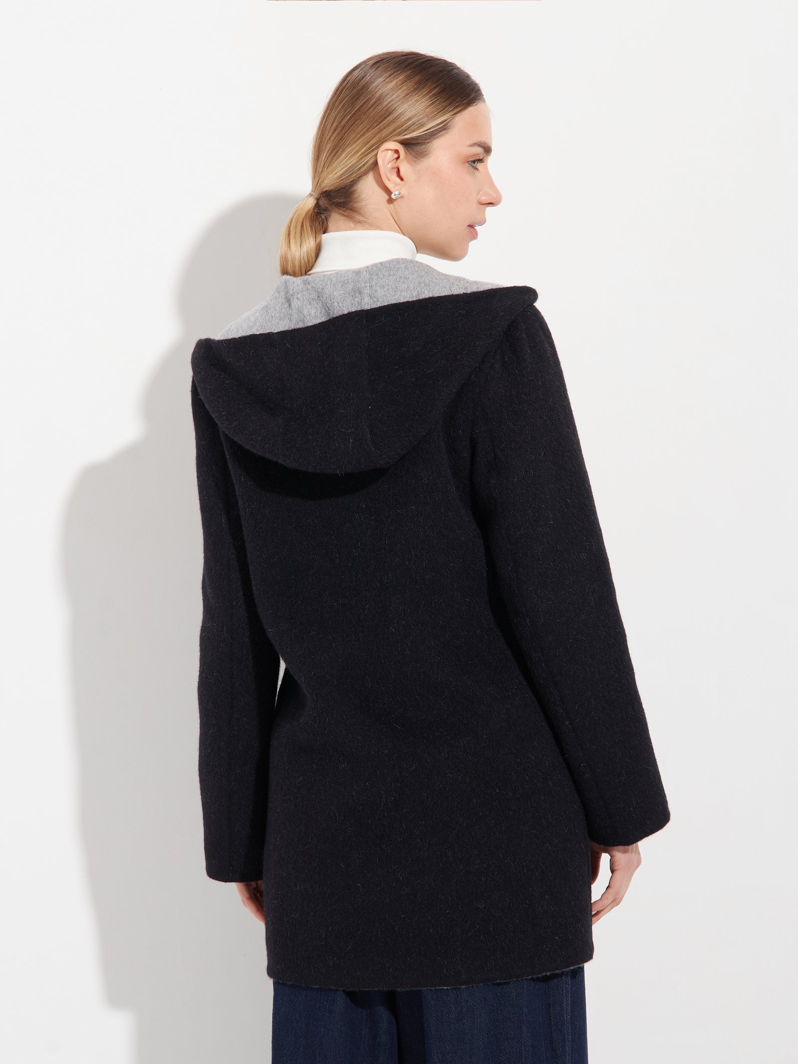 Alaia Baby Alpaca Coat in Black