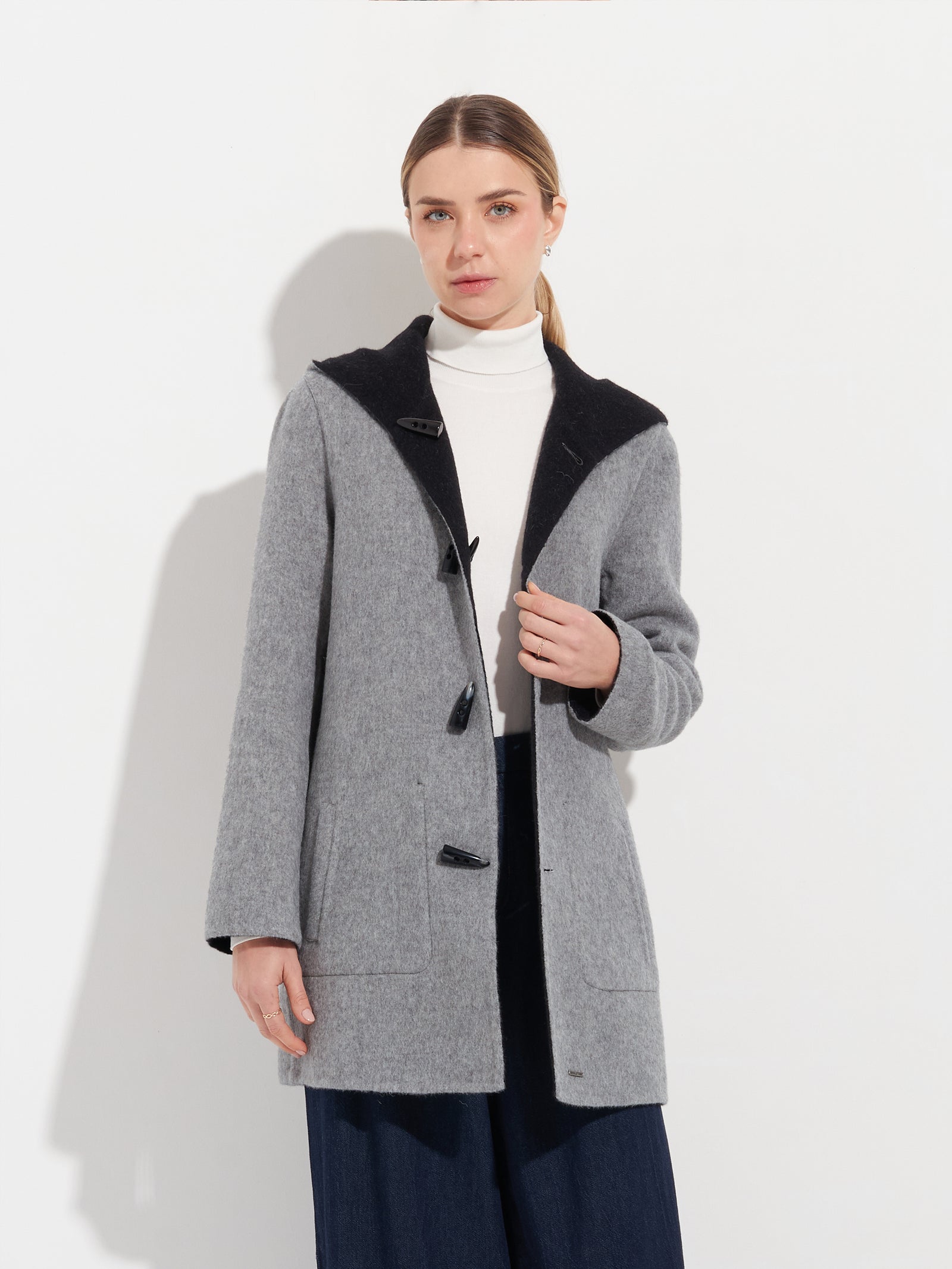 Alaia Baby Alpaca Coat in Black