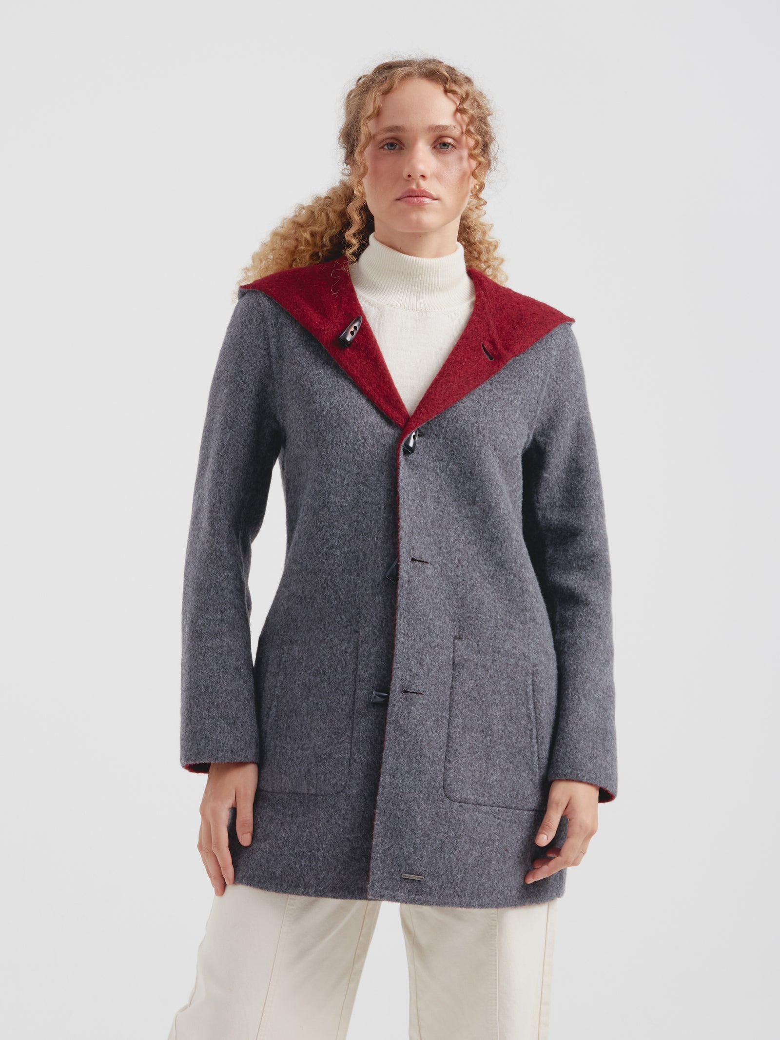 Abrigo Alaia De Baby Alpaca Color Guinda