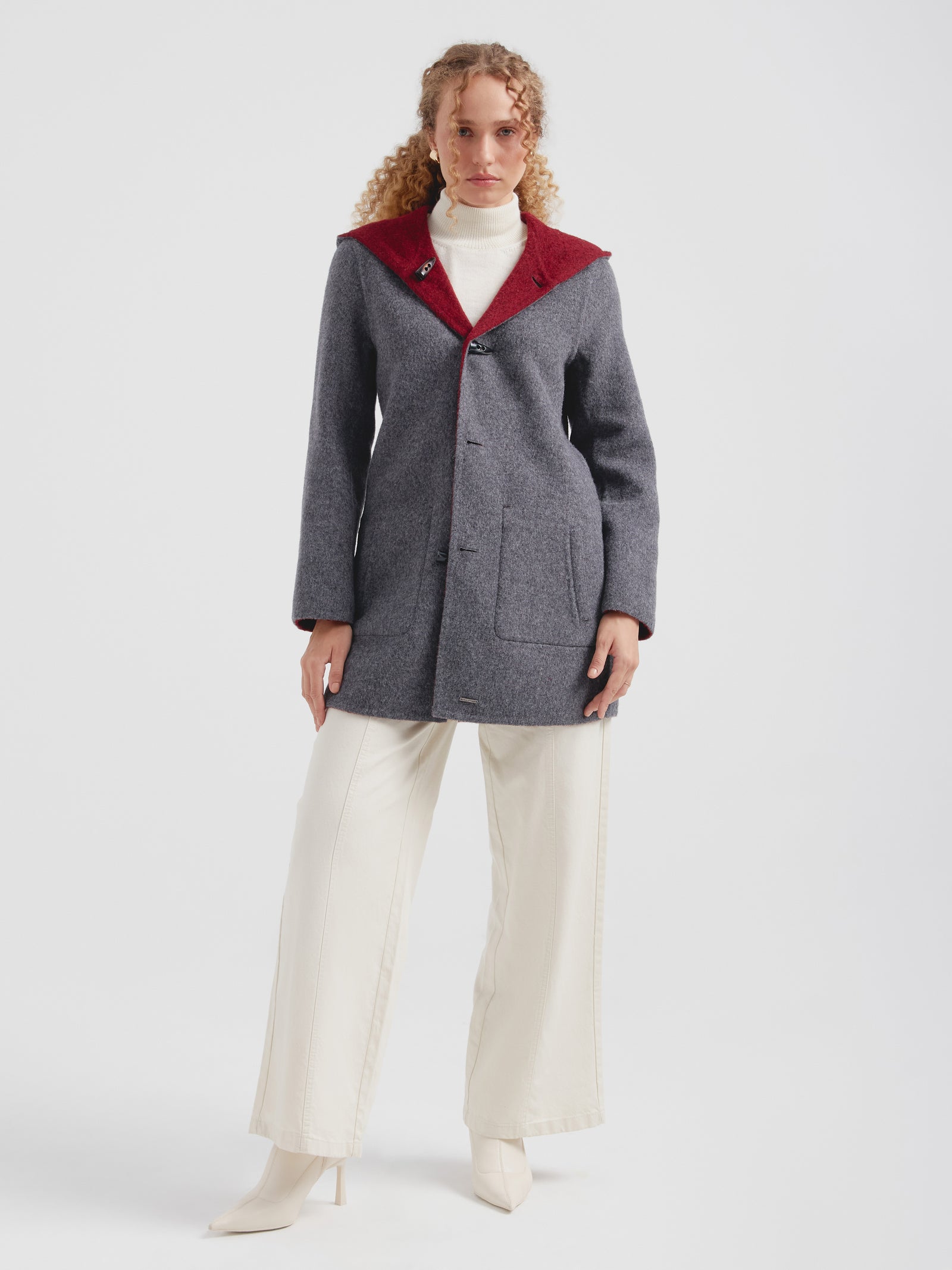 Abrigo Alaia De Baby Alpaca Color Guinda