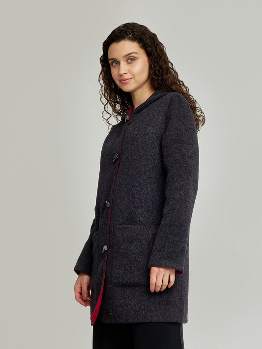 Abrigo Anastasia De Lana  Y  Baby Alpaca Color Gris