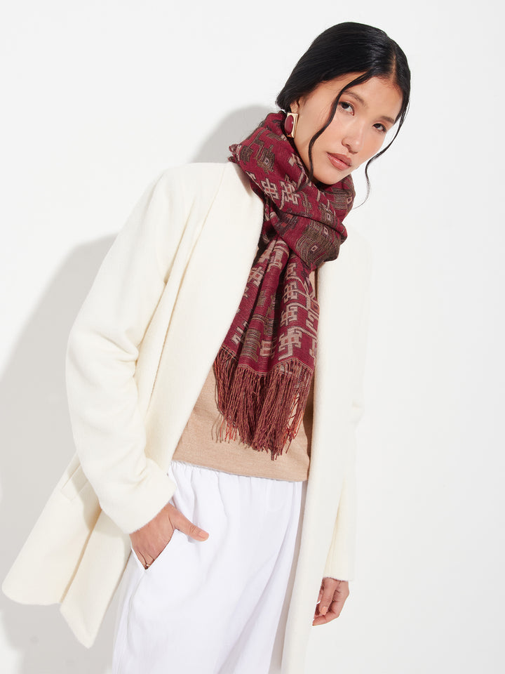 Estola Nazca - 52 De Baby Alpaca Color Rojo