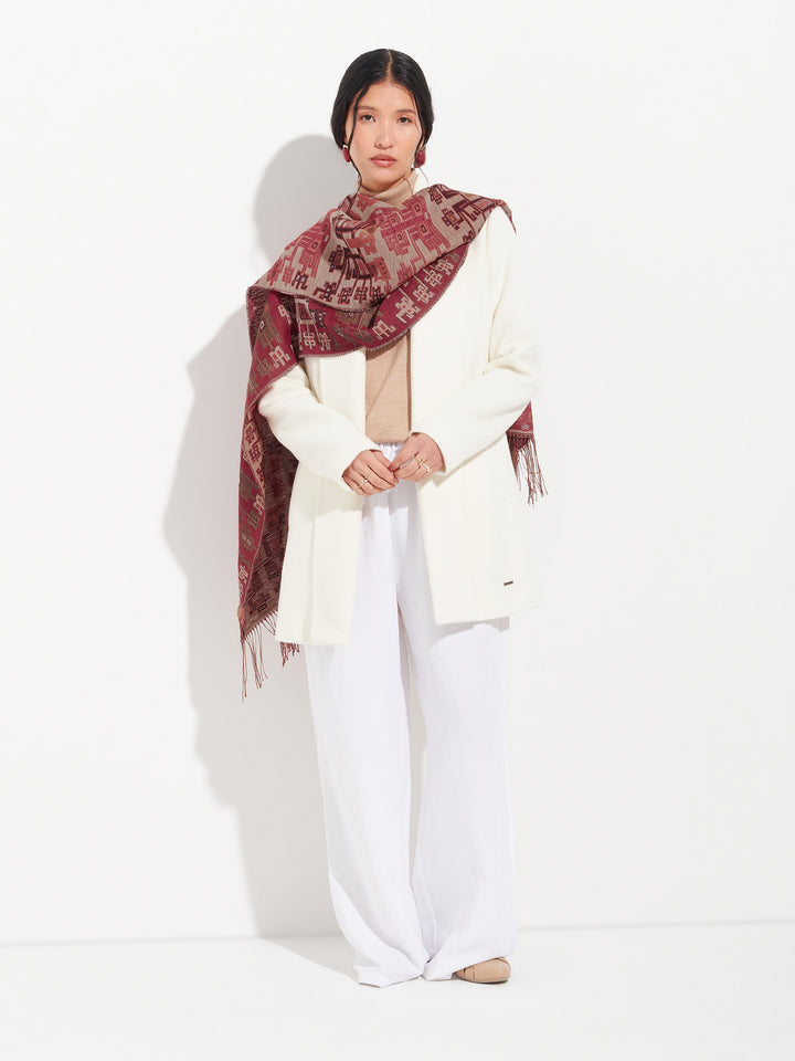 Estola Nazca - 52 De Baby Alpaca Color Rojo