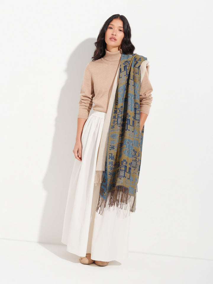 Estola Nazca - 52 De Baby Alpaca Color Azul