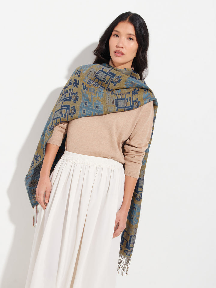 Estola Nazca - 52 De Baby Alpaca Color Azul