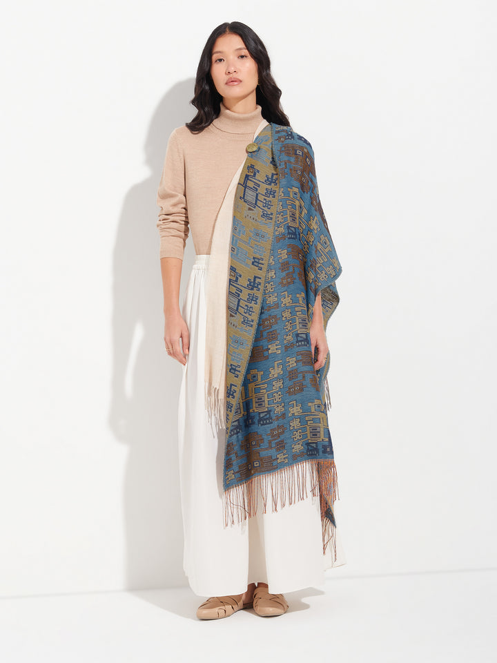 Estola Nazca - 52 De Baby Alpaca Color Azul