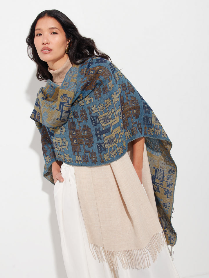 Estola Nazca - 52 De Baby Alpaca Color Azul