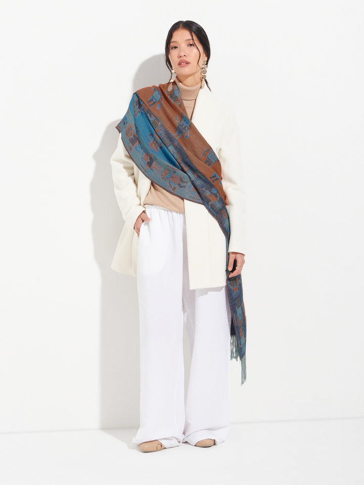 Estola Nazca - 53 De Baby Alpaca Color Azul