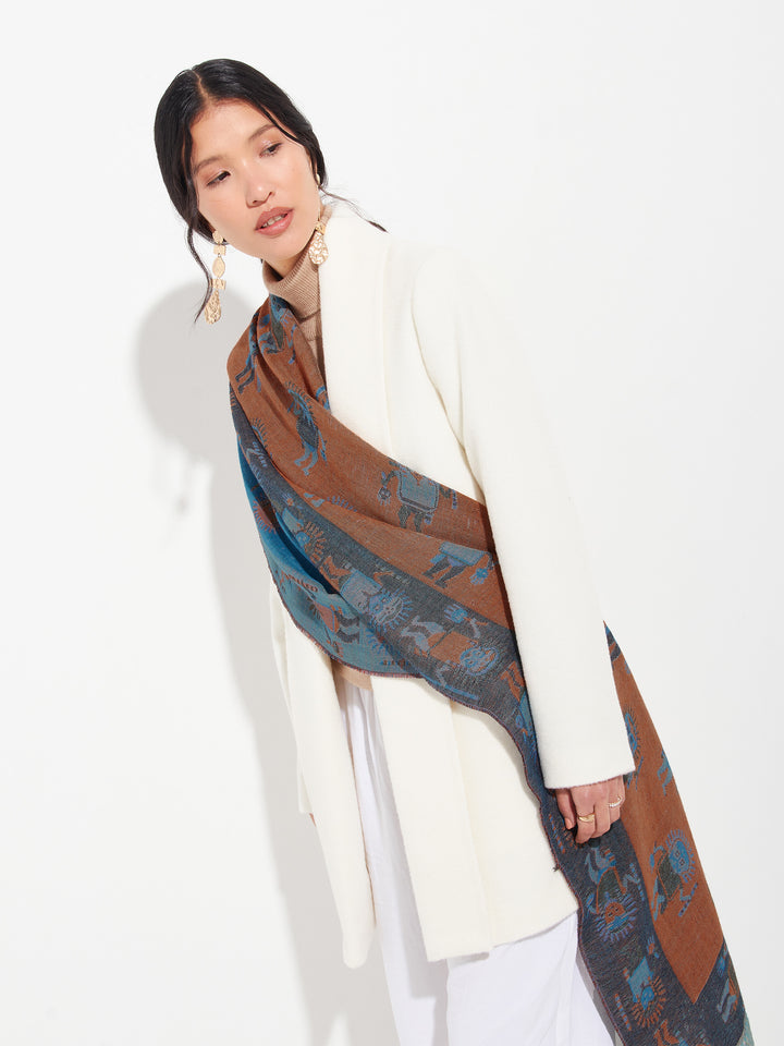 Estola Nazca - 53 De Baby Alpaca Color Azul