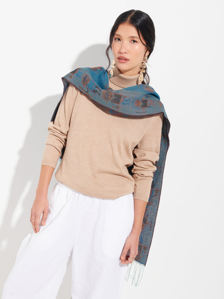 Estola Nazca - 53 De Baby Alpaca Color Azul