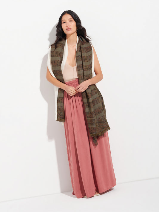 Estola Paracas - 19 De Royal Alpaca Y Seda Color Marrón