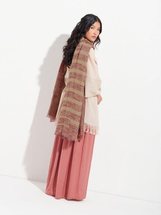 Estola Paracas - 19 De Royal Alpaca Y Seda Color Rojo