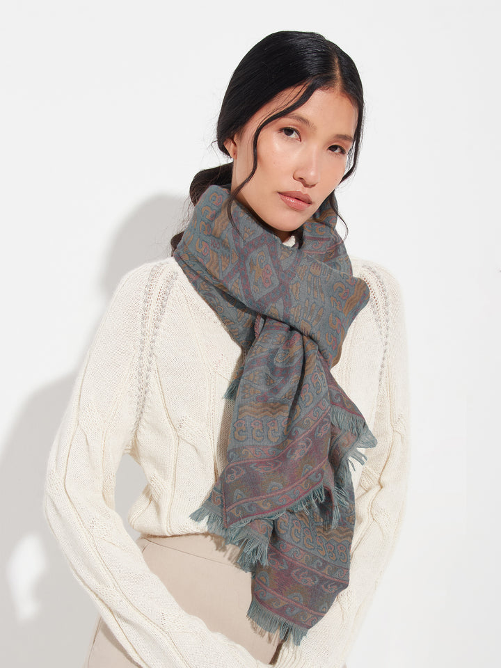 Estola Lambayeque - 8 De Royal Alpaca Y Seda Color Azul