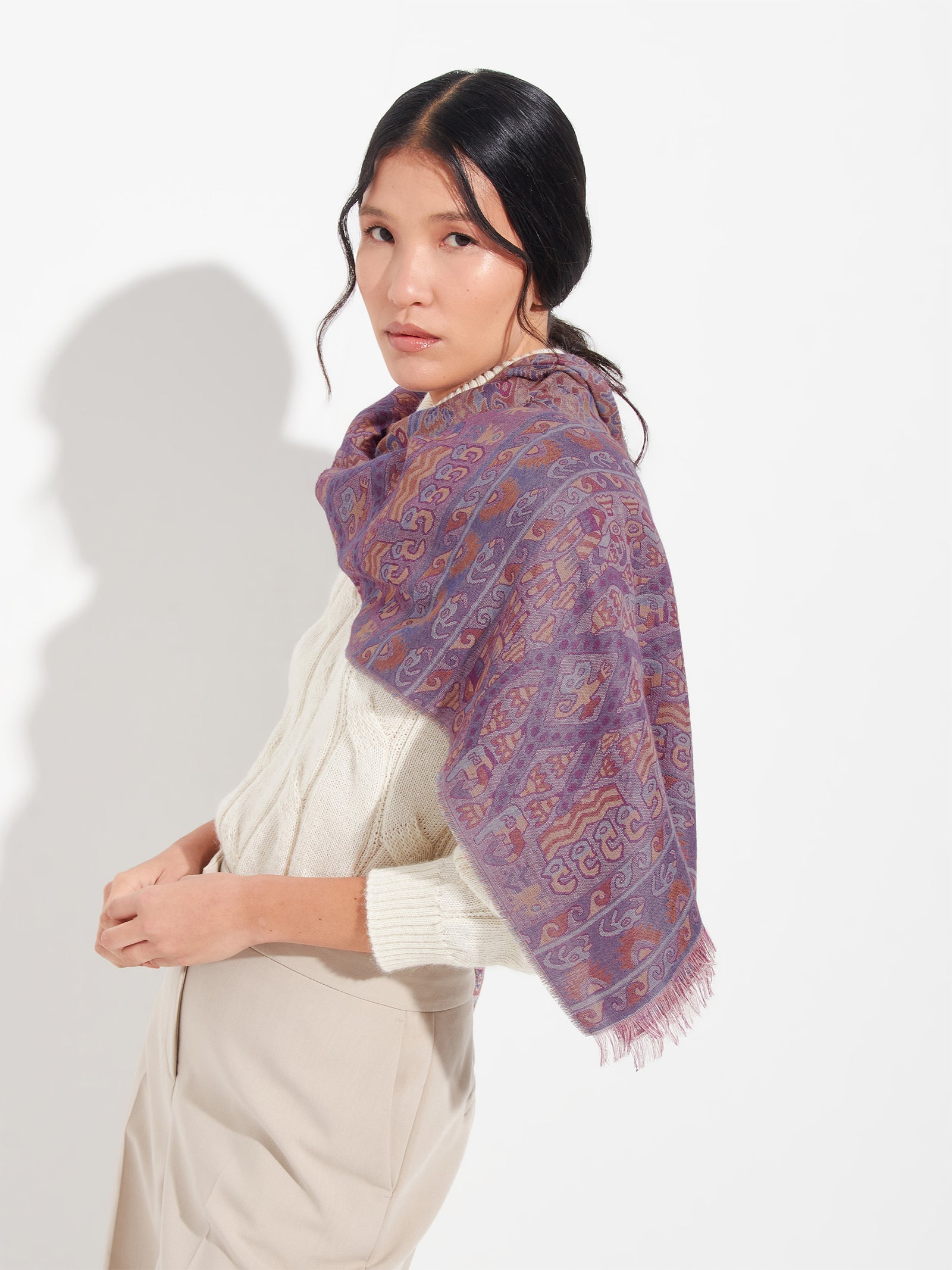 Estola Lambayeque - 8 De Royal Alpaca Y Seda Color Rojo