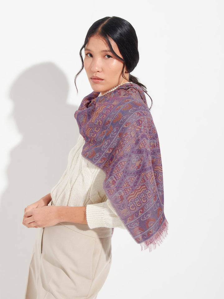 Estola Lambayeque - 8 De Royal Alpaca Y Seda Color Rojo
