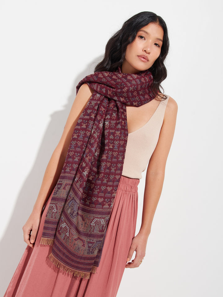 Estola Lambayeque - 9 De Royal Alpaca Y Seda Color Rojo