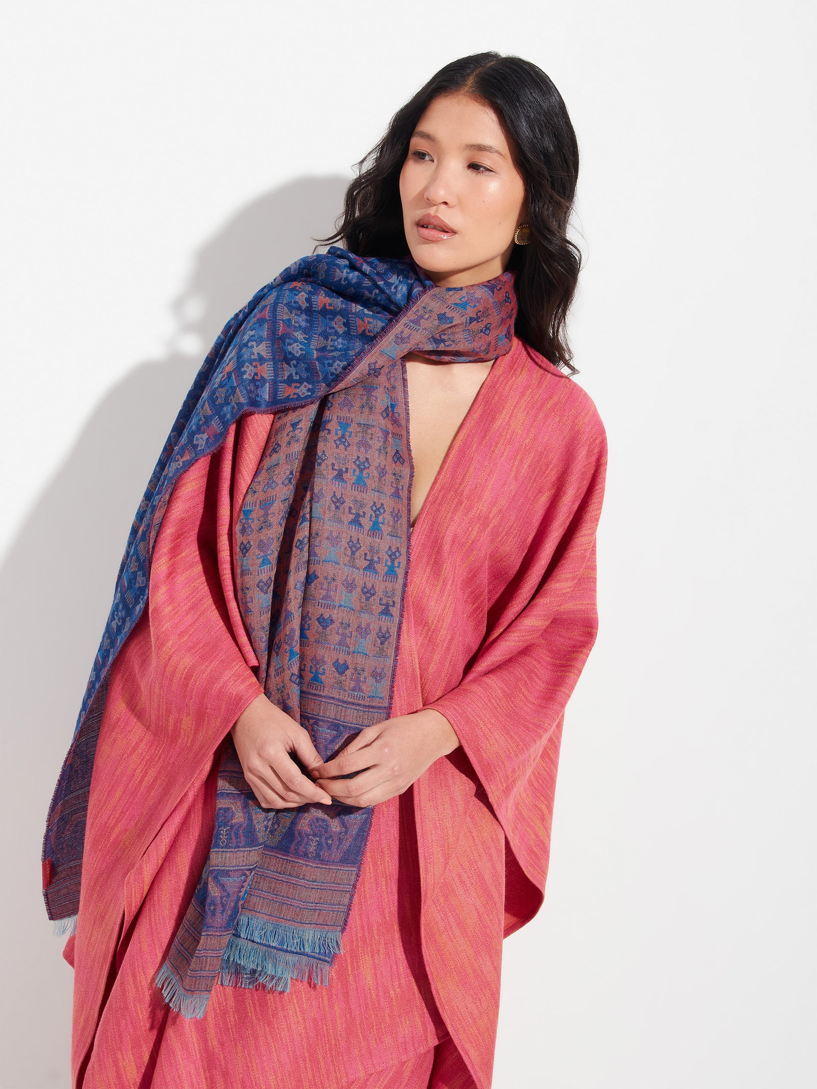 Estola Lambayeque - 9 De Royal Alpaca Y Seda Color Azul