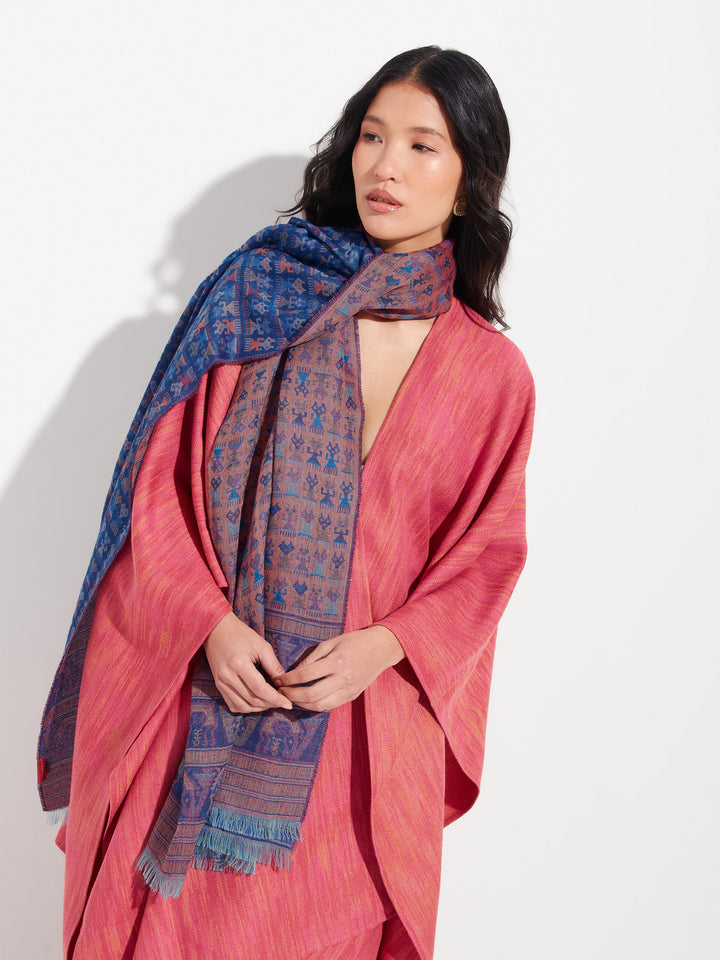Estola Lambayeque - 9 De Royal Alpaca Y Seda Color Azul