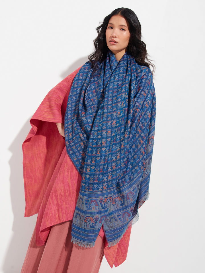 Estola Lambayeque - 9 De Royal Alpaca Y Seda Color Azul