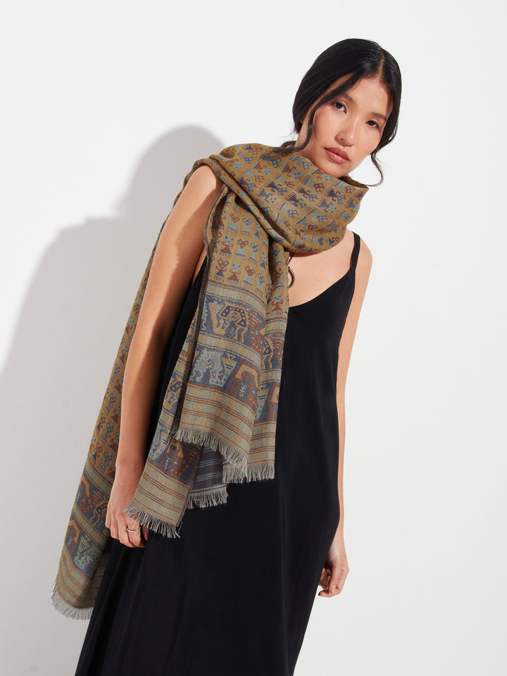 Estola Lambayeque - 9 De Royal Alpaca Y Seda Color Amarillo