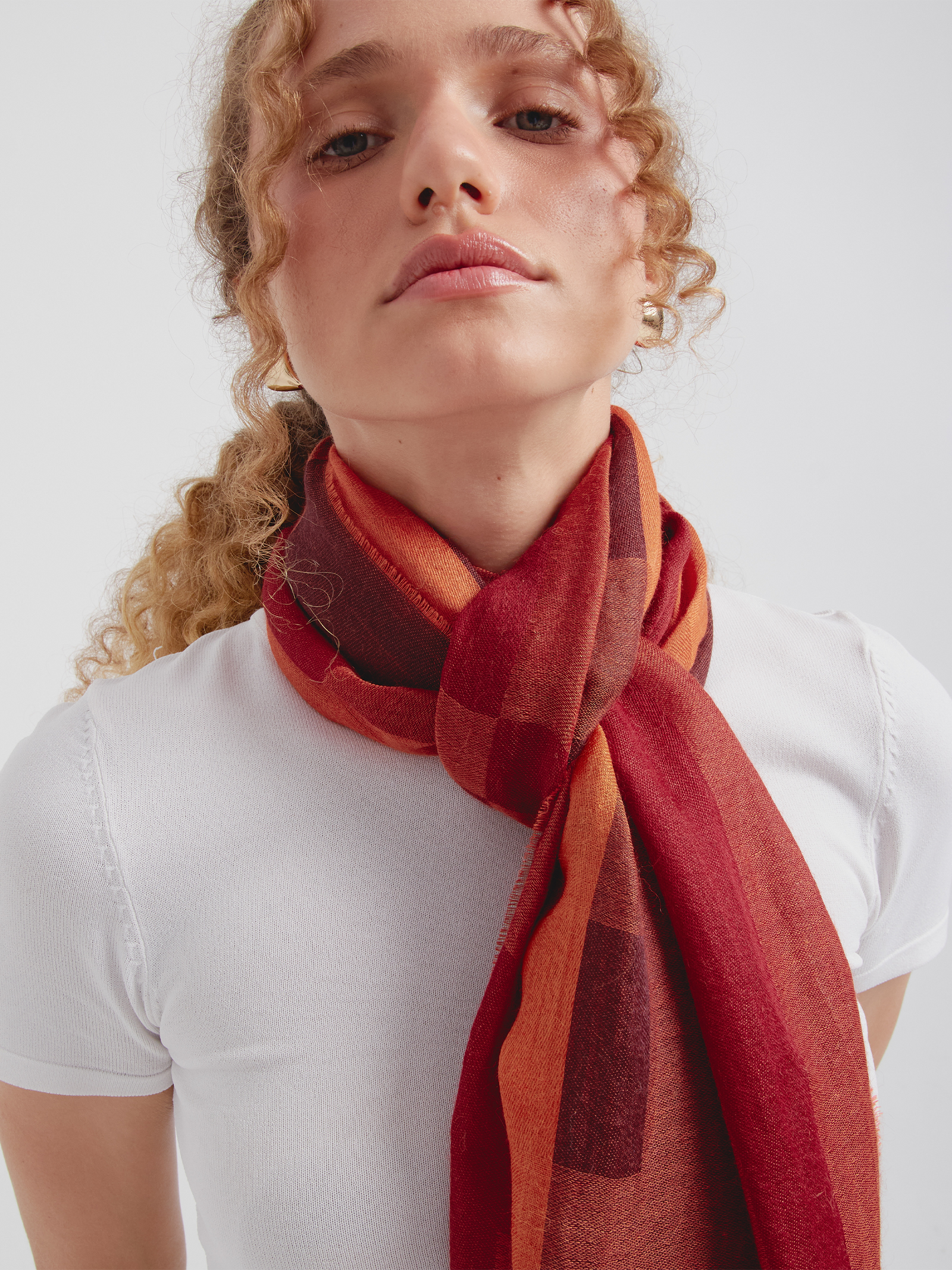 Estola Caoba De Baby Alpaca Color Rojo