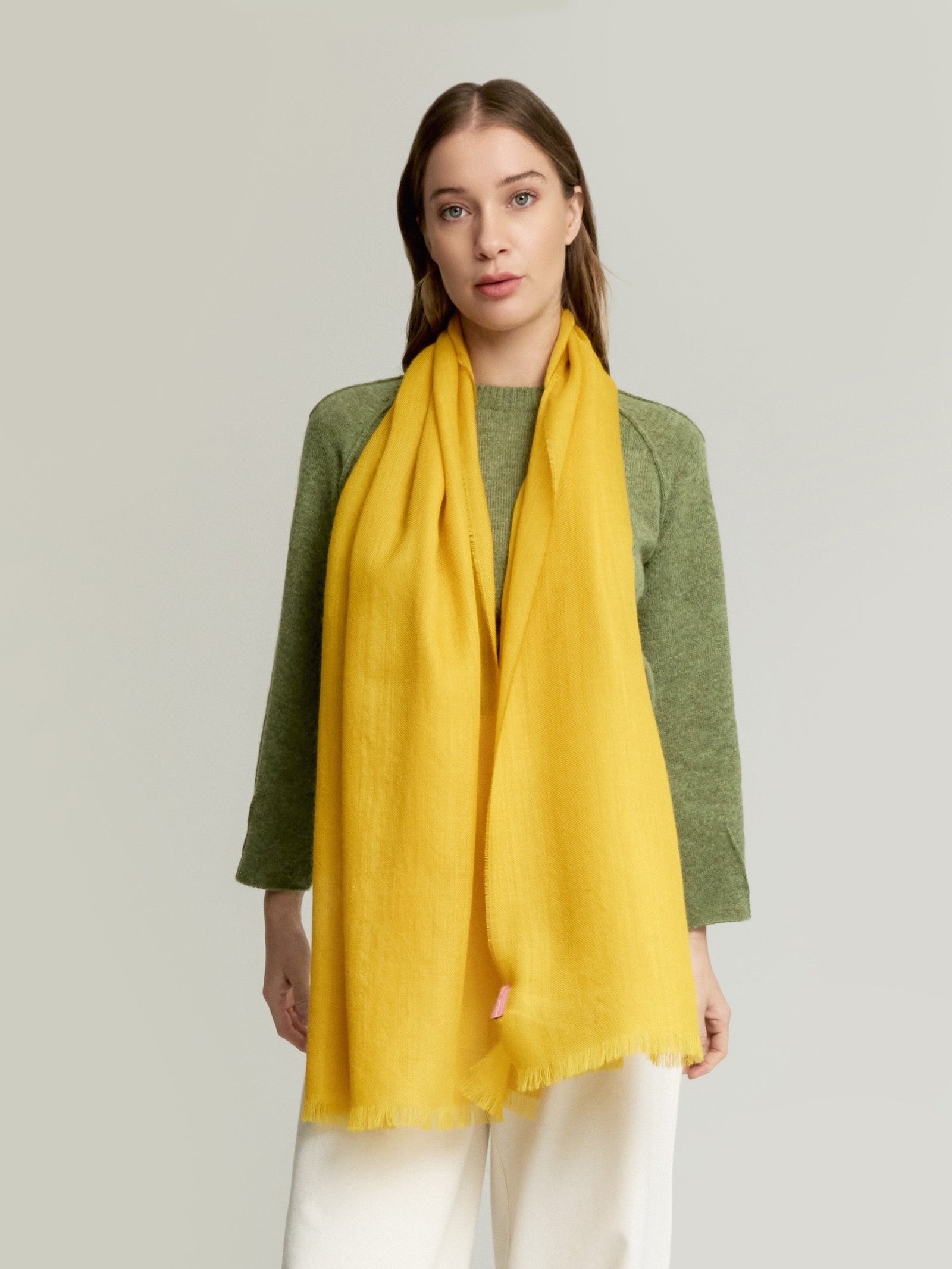 Yellow Baby Alpaca Amaretto Stole