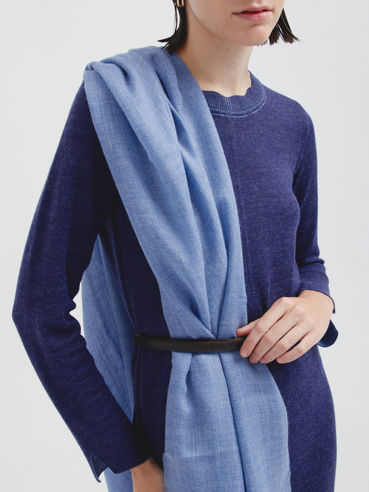 Amaretto Baby Alpaca Stole Light Blue Color