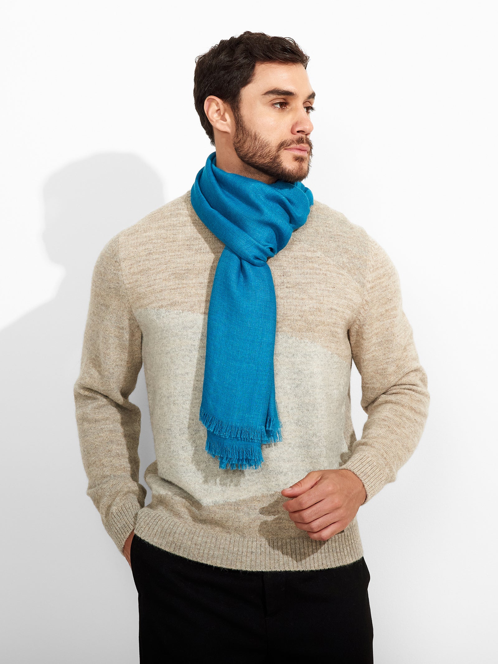 Estola Amareto De Baby Alpaca Color Azul