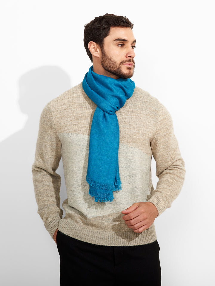 Estola Amareto De Baby Alpaca Color Azul