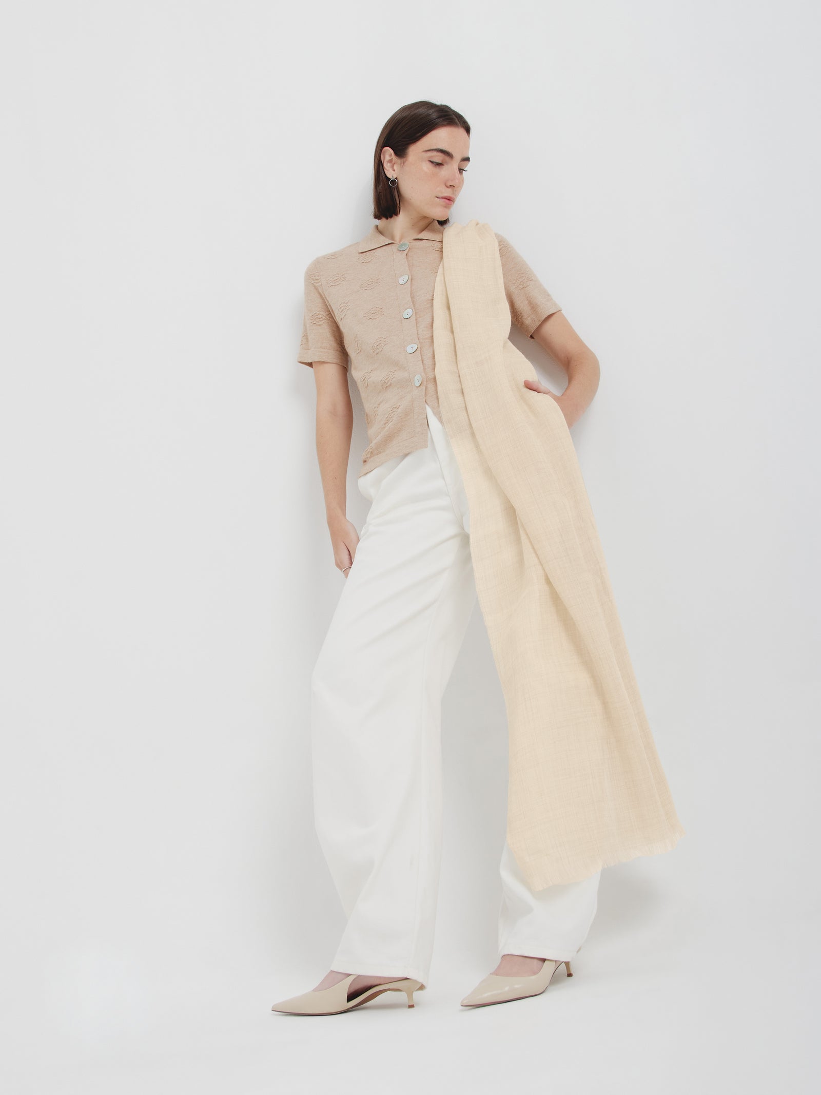 Estola Amareto De Baby Alpaca Color Beige