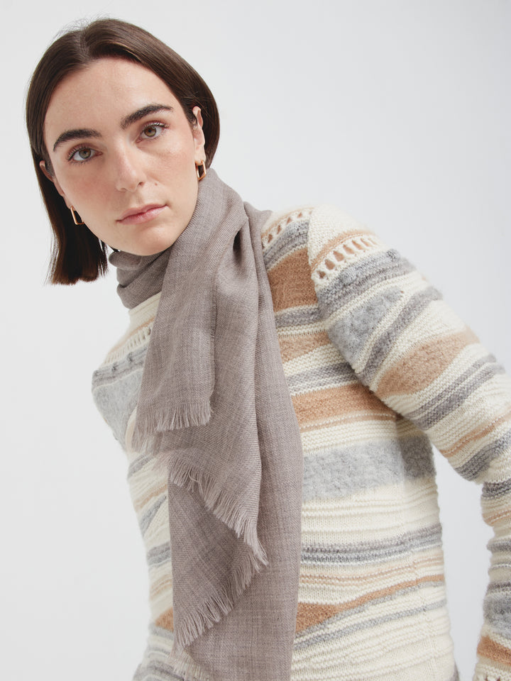 Amaretto Grey Baby Alpaca Stole