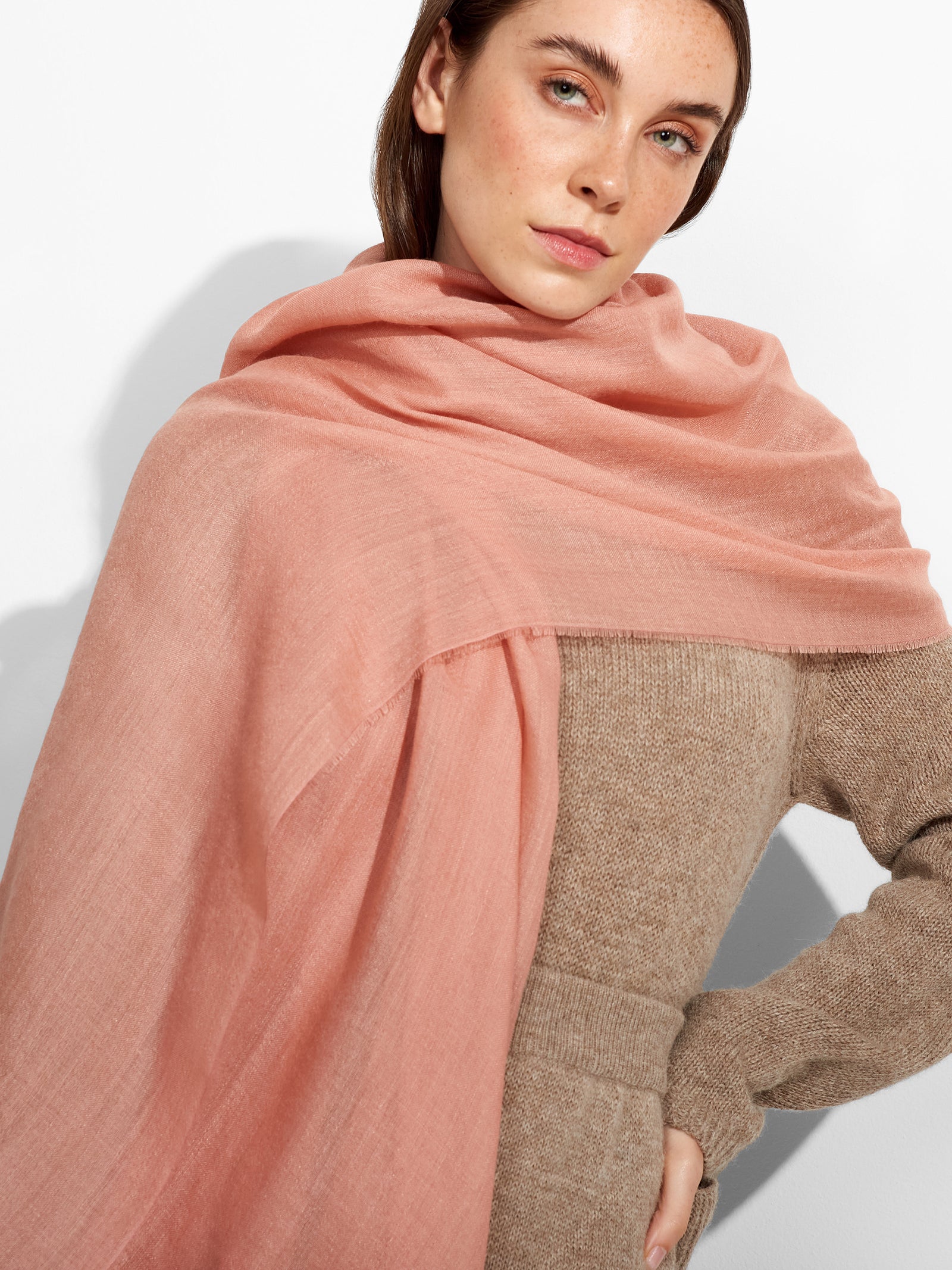 Estola Alondra De Baby Alpaca Color Rosado