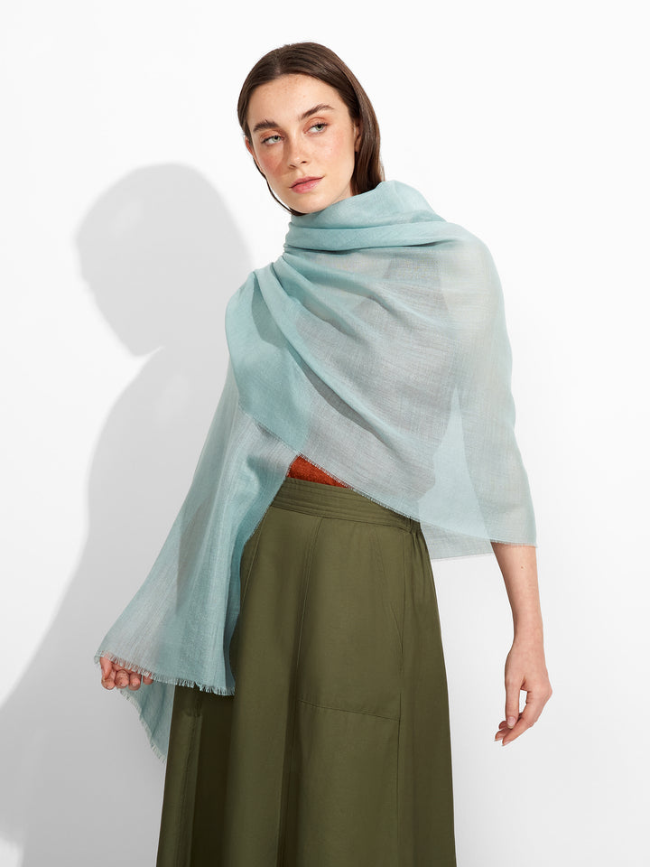 Estola Alondra De Baby Alpaca Color Celeste
